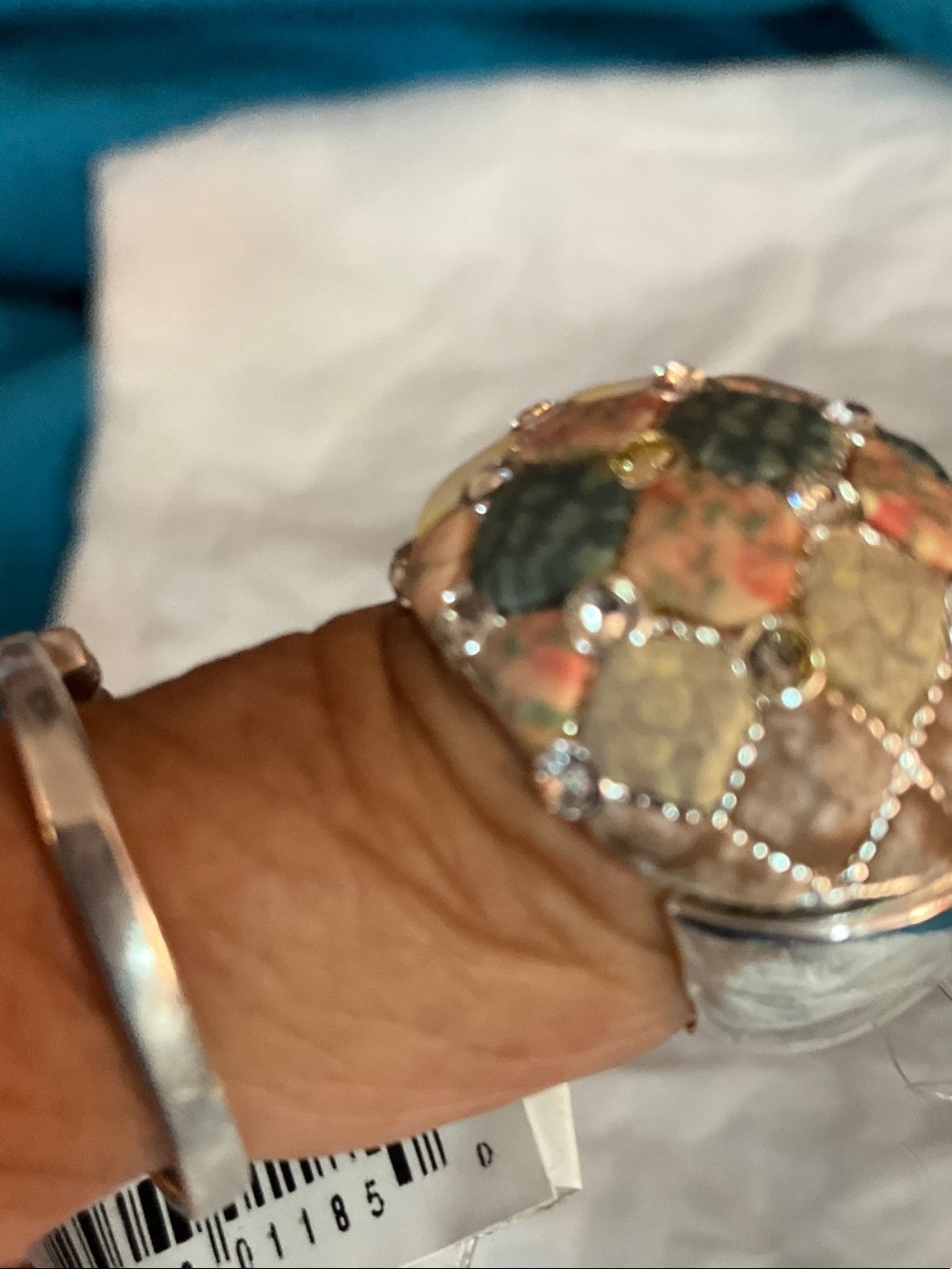 Viva beads Multicolor Mosaic Resin Dome Statement Ring - adjustable